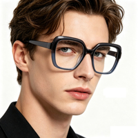 Monturas de Gafas Ópticas al por Mayor, Monturas Grandes para Hombre, Gafas Ópticas de Marca, Fabricante de Gafas de Acetato Azul, OEM