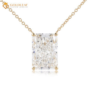 จี้เพชรทรงแปดเหลี่ยมแบบคลาสสิก ทำจากทองคำแท้ 18K สีเหลือง พร้อมสร้อยคอ ของขวัญสำหรับงานหมั้น งานแต่งงาน หรือวันครบรอบ สำหรับทั้งชายและหญิง - Product Image 1