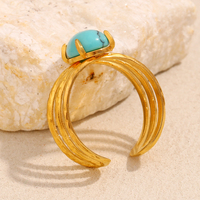 Dreamshow Summer Vibe Series Bague plaquée or turquoise Bague multicouche étanche Bijoux en acier inoxydable