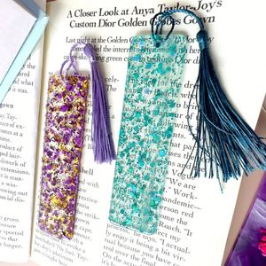 23 Marcadores de Libros Rectangulares Transparentes de Plástico Acrílico con Borlas Coloridas, Transparentes, al por Mayor, para Manualidades, Regalos - Product Image 3