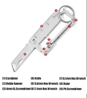 Vente chaude Haute Qualité Outil De Poche Mousqueton Gadget De Survie Mousqueton Porte-clés Mini Multitool Couteau Multi-tool Carte