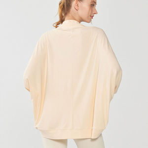 El más nuevo lujo mujeres Casual Modal frente abierto cárdigan pulgar agujero drapeado Yoga Pilates ropa exterior moda Yoga Top - Product Image 2