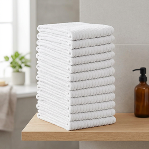 ZUPERIA Lot de 12 torchons de cuisine en coton 100% filé à l'anneau (40x48 cm) – Essuie-vaisselle super absorbants, faibles en peluches, pour le nettoyage et comme serviettes de bain - Product Image 3