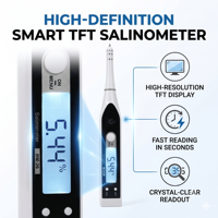 Testeur multifonctionnel de qualité de l'eau (salinité, pH, EC) avec sonde étanche pour piscine, spa et aquarium d'eau salée