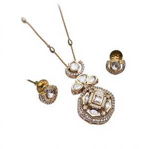 Stunning Gold Tone Kundan Chain Pendent <b>Set</b> for Women Beautiful Necklace and Earrings for Wedding Wear For Women And <b>Girls</b> - Product Image 2