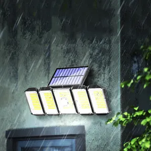New Solar Wall Light 5 Head Rotating Body Sensor Light Outdoor Waterproof Garden Street Light