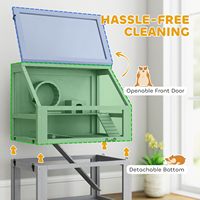 Kandang Hamster Gerbil Kayu Fir Klasik Modern Mewah 3-Tingkat Dapat Dilepas, Alas Bawah 32cm, Tempat Bermain Jungkat-Jungkit, Roda Latihan, dan Ramp