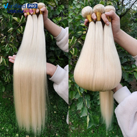 Vente en gros de cheveux vierges alignés sur les cuticules 613, lot de cheveux humains vierges blonds russes, extension de cheveux humains brésiliens blonds de 40 pouces