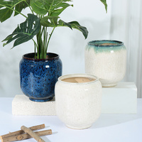 Vase décoratif d'intérieur et d'extérieur en céramique épaisse de forme ronde, pot de fleurs moderne pour jardin et sol