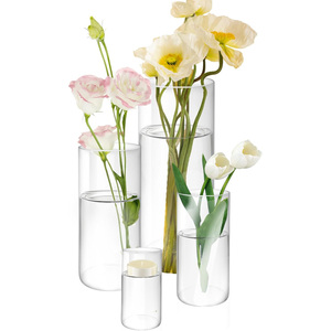 Jarrón de Vidrio Cilíndrico Alto, Estilo Nórdico, para Decoración del Hogar, Diseño Simple, para Flores, Venta al Por Mayor de Fábrica, Económico - Product Image 1