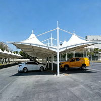 Structure de carport en membrane PVDF haute résistance, imperméable et ignifuge pour parking public et bâtiment commercial