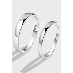 남녀공용 S925 스털링 실버 반지 심플 커플링 선물 조절 가능한 패션 주얼리 반지 - Product Image 2