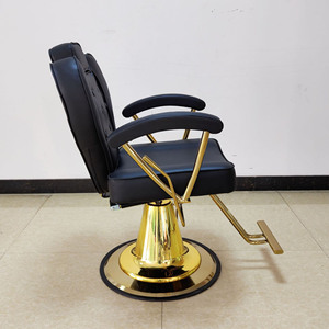 Modern <b>Leather</b> Hydraulic Barber Chair Stainless Steel Round Base Salon Styling Chair With Single Footrest - Product Image 5