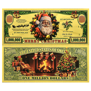 Billet de banque en or 24 carats Noël 2026, 1 000 000 USD, pièce de collection, cadeau de monnaie de Noël pour enfants, décoration familiale, 15x7cm, double face - Product Image 3