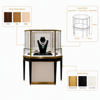 Maßgefertigte Metall-Glas-Vitrine mit Massivholz für Schmuck, LED-Beleuchtung, Umweltfreundlich, Langlebig, Großhandel
