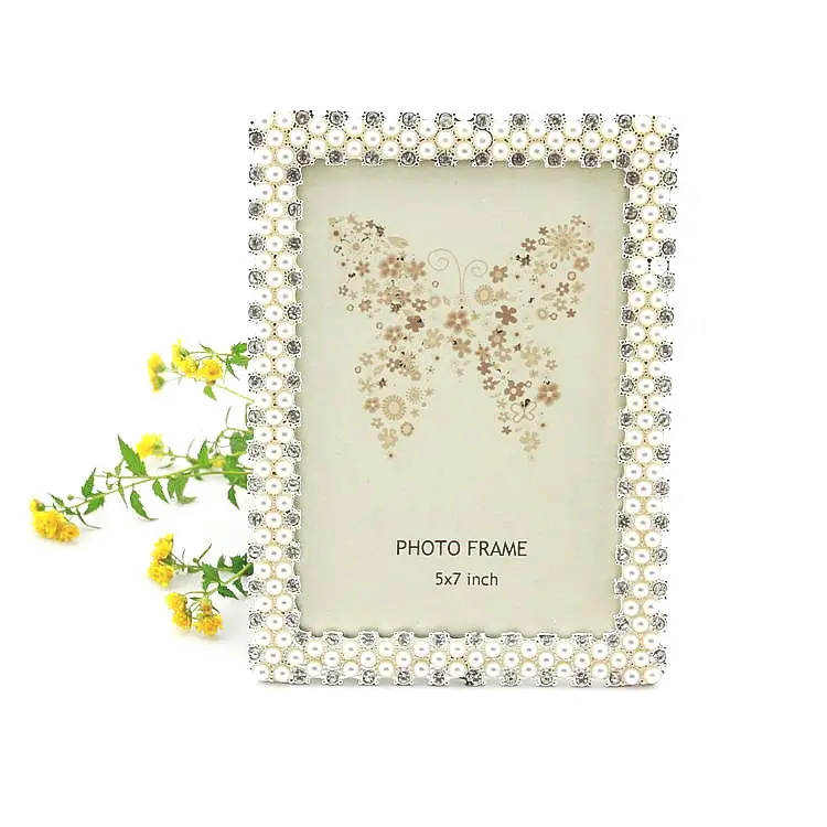 metal wedding pearl photo frame picture frame for wedding gifts