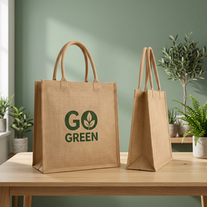 Indian Manufactured 100% Natural Jute Fashion Reusable Tote Carry Bag for Women Shopping and Daily Use Available for Sale - Product Image 3