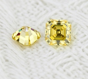 Tête de bague en moissanite brute carrée biseautée jaune, moissanite brute, diamant synthétique, carbure de silicium - Product Image 3