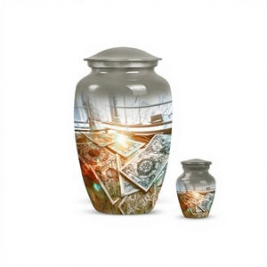 Grande urne de crémation de tarot en aluminium pour adultes pour cendres humaines avec mini urne funéraire souvenir avec sac en velours gratuit - Product Image 1