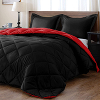 Parure de lit matelassée avec taies d'oreiller, motif rouge, ensemble de literie de luxe pour mariage