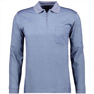 Chemise décontractée pour homme en polyester tricoté imprimé à manches longues 200g pour le sport et le golf, avec poche zippée, anti-plis - Product Image 1