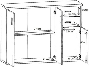 Cassettiera in Legno 120 X 82 X 35 Cm, Disponibile in Vari Colori, Perfetta per Soggiorni, Ingressi o Camere <span class=keywords><strong>da</strong></span> Letto - Product Image 3