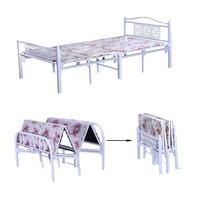 Lit pliant en métal avec matelas, cadre de lit en acier pliable portable, lit d'appoint robuste pour la maison, le dortoir ou le bureau