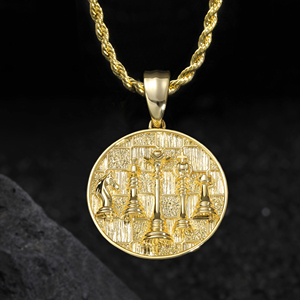 Pendentif rond en zircon plaqué or 14 carats de haute qualité, personnalisé, pour rappeur - Product Image 1