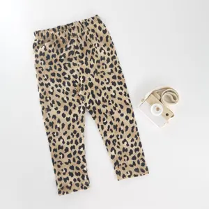 Calça leopardo para crianças, calças compridas de leopardo para bebês meninas, calças florais