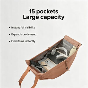 Bolsa de <span class=keywords><strong>Mano</strong></span> para Viaje y Trabajo, Diseño ODM/OEM, Impermeable, de Poliéster, con 15 Bolsillos, Cierres YKK, Varios Colores, MOQ 200 Piezas - Product Image 3