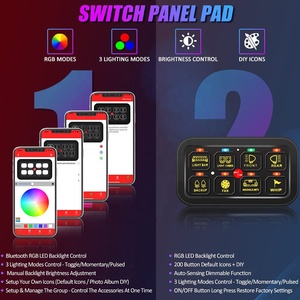 Painel de interruptor touch para caminhão, painel de acessórios para carro portátil rgb com sistema de aplicativo rgb 8gang - Product Image 6