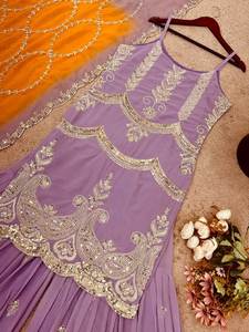 Nueva Colección en Georgette Sintética Pesada con Bordado Completo de Lentejuelas, Silueta de Lápiz Moderna para Verano, Cintura Natural - Product Image 4