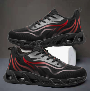 JIANKUN, ZAPATOS DE TRABAJO DE PUNTO volador para hombre, zapatos de seguridad de verano de malla transpirable a la moda, zapatos de acero antigolpes antideslizantes PU - Product Image 4