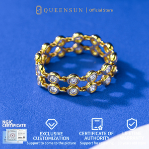 Queensun แหวนเพชร60จุดสีทอง18K วินเทจได้รับการรับรอง IGI 10g พับสไตล์ศาลฝรั่งเศส - Product Image 4