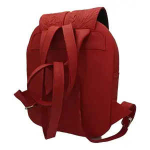Sac à dos Fana Letizia en cuir de vachette rouge ciselé 5L, mode, usage quotidien, unisexe, bandoulière arquée - Product Image 1