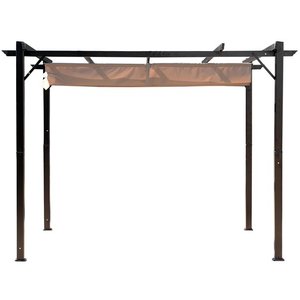 Brown 10' X 10' <strong>Aluminum</strong> <strong>Pergola</strong> Gazebo with Sunshade <strong>Retractable</strong> Canopy for Garden, Park, Pool, Park and Outdoor - Product Image 3