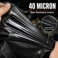 Sacs poubelles noirs d'usine OEM, 40 microns, haute résistance, pour déchets commerciaux, impression personnalisée