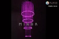 Lustre lumineux moderne rond en forme de gâteau en Fiber optique avec extrémité en cristal pour plafond intérieur