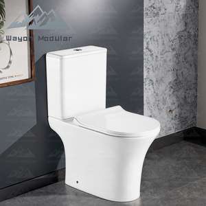 WC en céramique blanc moderne Wayon, sans bride, double chasse d'eau, design entièrement encadré, siège à fermeture douce, modèle de maison préfabriquée WW-ZBQ - Product Image 5