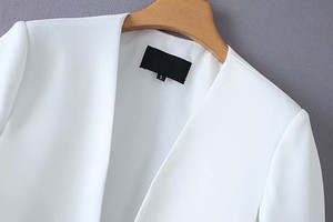 Blazers dames femmes élégant noir blanc col en V manteau vêtements de bureau vêtements d'extérieur femme décontracté Chic point ouvert hauts - Product Image 5