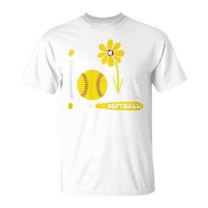 Camiseta I Love Softball para niñas, talla juvenil, diseño de softbol - Product Image 1