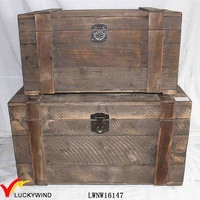 Luckywind Vintage ferme décor à la maison fait à la main naturel Antique récupéré bois coffre de rangement 20-35L capacité multifonctionnel