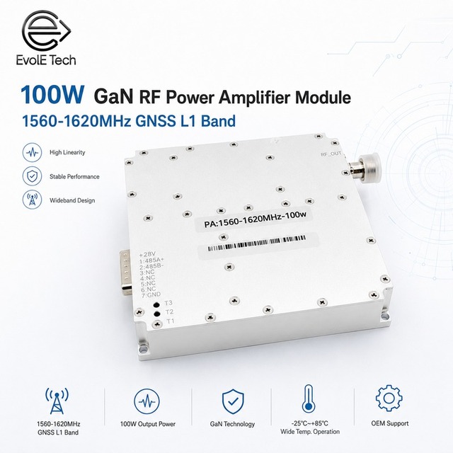 EVA15601620-100 1560-1620MHz/100W GaN Broadband RF Power Amplifier Module