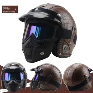 アウトドアスポーツ3/4モーターサイクルチョッパーバイクヘルメットオープンフェイスヴィンテージモーターサイクルヘルメット