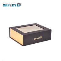 Emballage en carton recyclable personnalisé Boîtes plates pliantes à fermeture magnétique avec fenêtre transparente pour bijoux