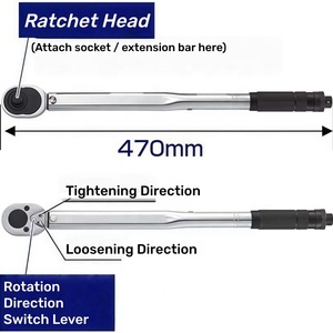 Outil de réparation automobile 4 pièces, douilles longues de 19/21 mm, rallonge, clé dynamométrique à <span class=keywords><strong>tube</strong></span> plat de 1/2'' 28-210 Nm et 20,7-154,9 pieds-livre - Product Image 3