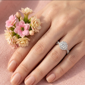 Bague de fiançailles avec diamant à centre rond en or blanc massif 18 carats diamant véritable bijoux fins semi-monté avec certificat GIA en mariage - Product Image 2