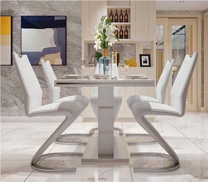 Conjunto de Mesa de Jantar com 4 6 8 Cadeiras Estofadas em Couro com Encosto Alto em Design Nórdico de Luxo em Forma de Z - Product Image 2