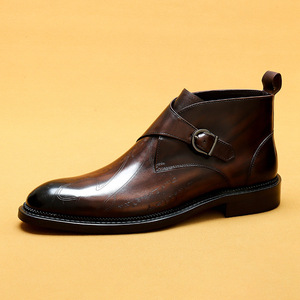 Botas para hombre más vendidas, botas de trabajo británicas de caña alta a la moda, zapatos casuales de caña media versátiles para hombre - Product Image 1