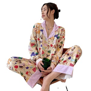 Versione coreana del bel temperamento moda Zhao Lu Si <span class=keywords><strong>Star</strong></span> con pantaloni lunghi a maniche lunghe pigiama femminile dolce casa per il tempo libero - Product Image 1